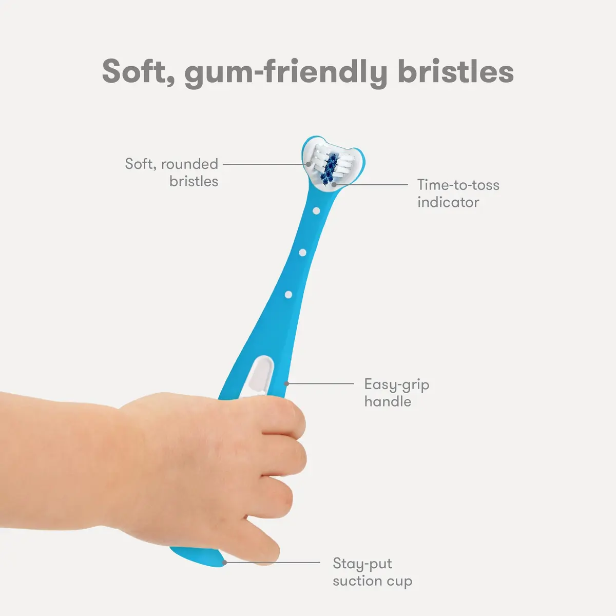 Frida Triple-Angle Toothhugger Toddler Toothbrush | Cleans All Sides, 2+ Years, Blue - view 5