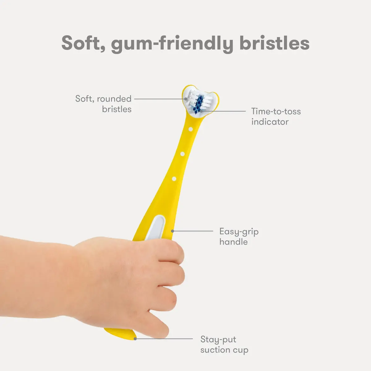 Frida Baby Triple-Angle Toothhugger Training Toddler Toothbrush | Toddler Toothbrush 2 Years and Up, Cleans All Sides at Once, Yellow (1 Count) - view 4