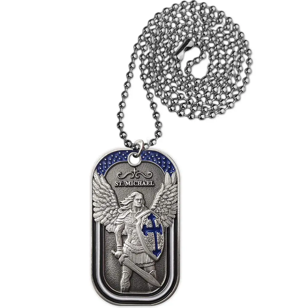E-Coin Police Officer Prayer Challenge Coin Dog Tag Necklace Pendant Jewelry | St Michael The Archangel | 1.10" W x 1.97" H | Unisex - view 6