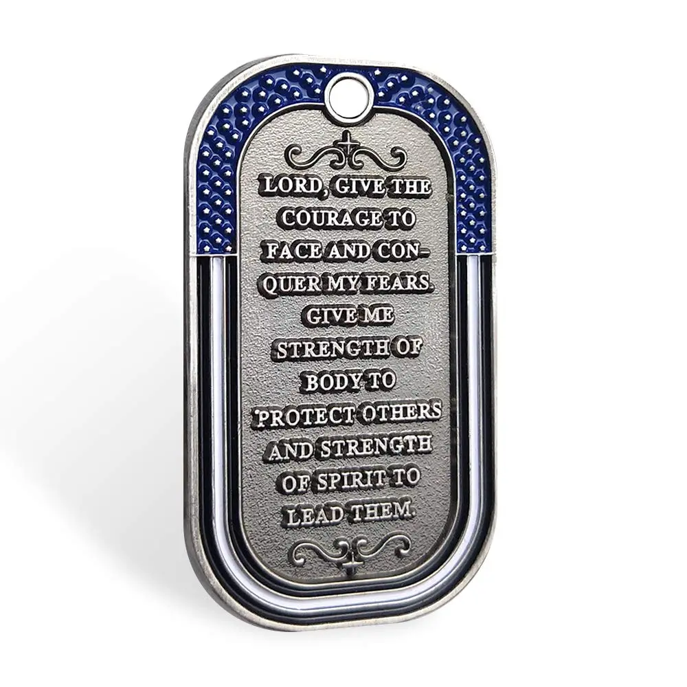 E-Coin Police Officer Prayer Challenge Coin Dog Tag Necklace Pendant Jewelry | St Michael The Archangel | 1.10" W x 1.97" H | Unisex - view 3