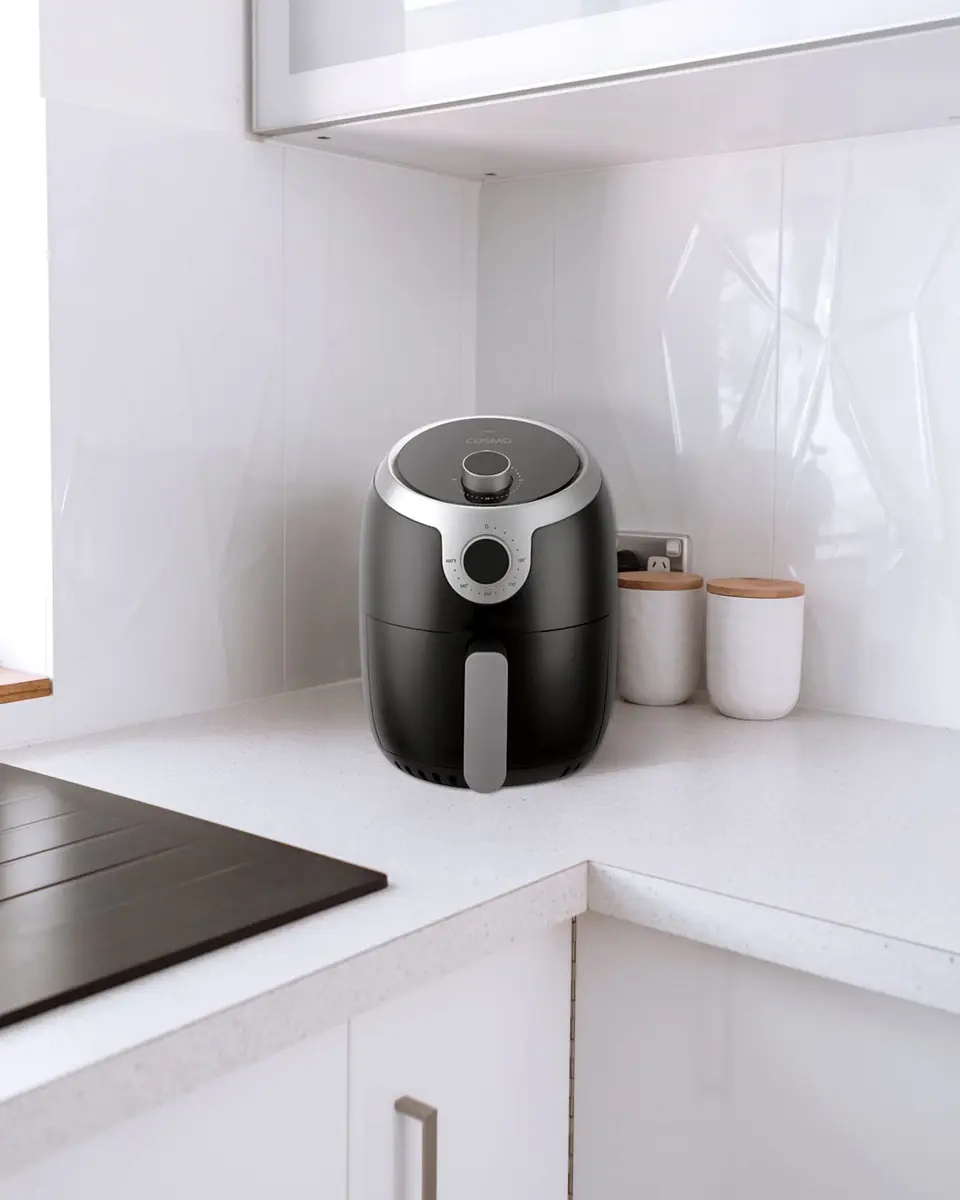 COSMO Air Fryer 2.3 Quart Compact Electric Small Kitchen Appliance with Temperature Control, Timer, Auto Shut-Off, Non-Stick Frying Tray - view 2