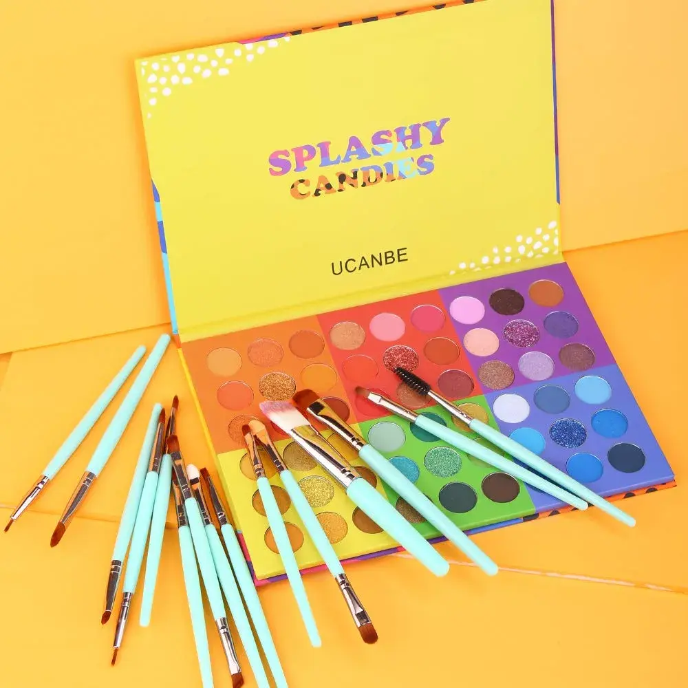 UCANBE 54 Colors Splashy Candies Eyeshadow Palette + 15pcs Makeup Brush Set | Highly Pigmented Matte Metallic Shimmer Glitter Eye Shadow - view 7