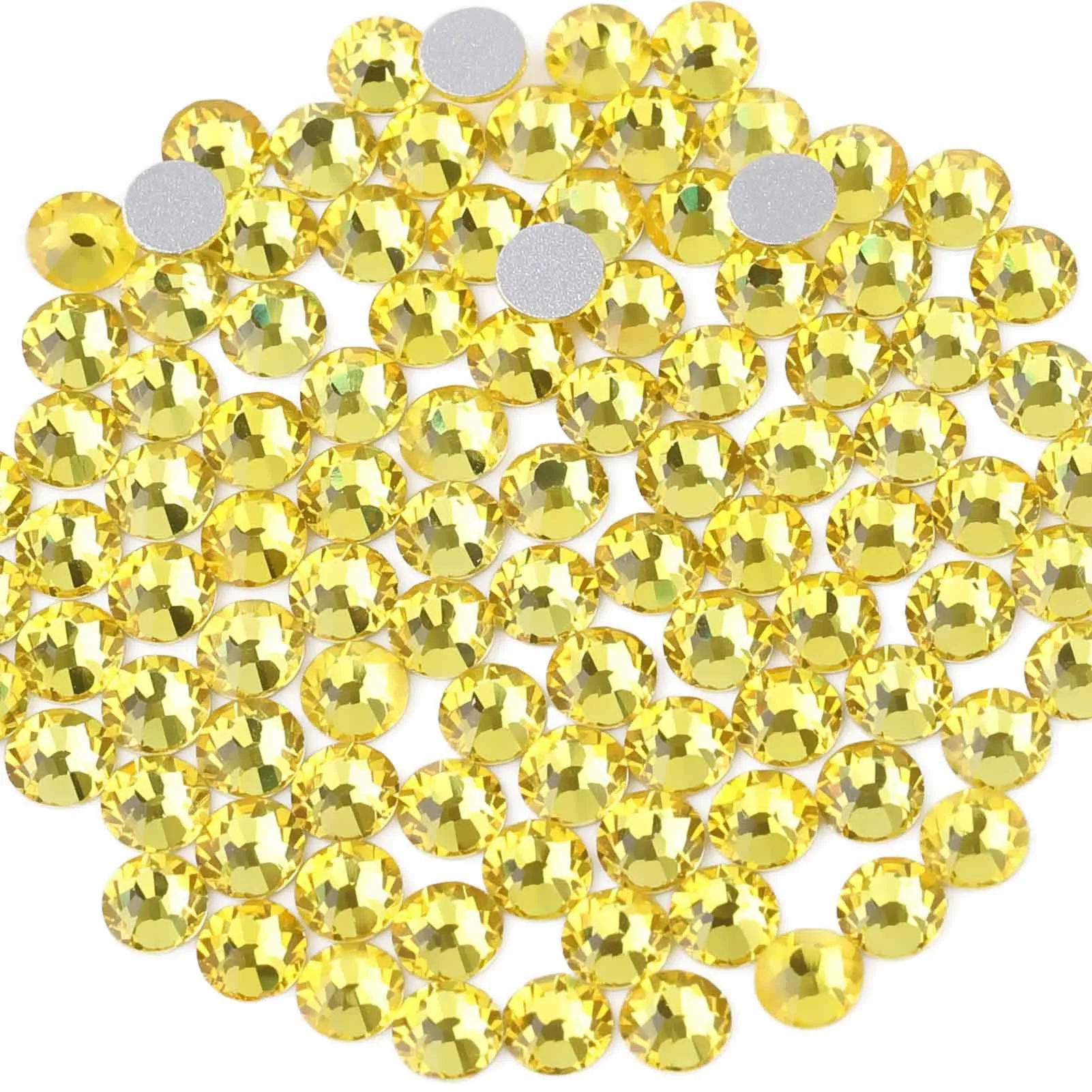 BEADSLAND Lemon Yellow Flat Back Rhinestones (SS10, 1440 Pcs) | Bulk Craft Gems for DIY Projects - main product image