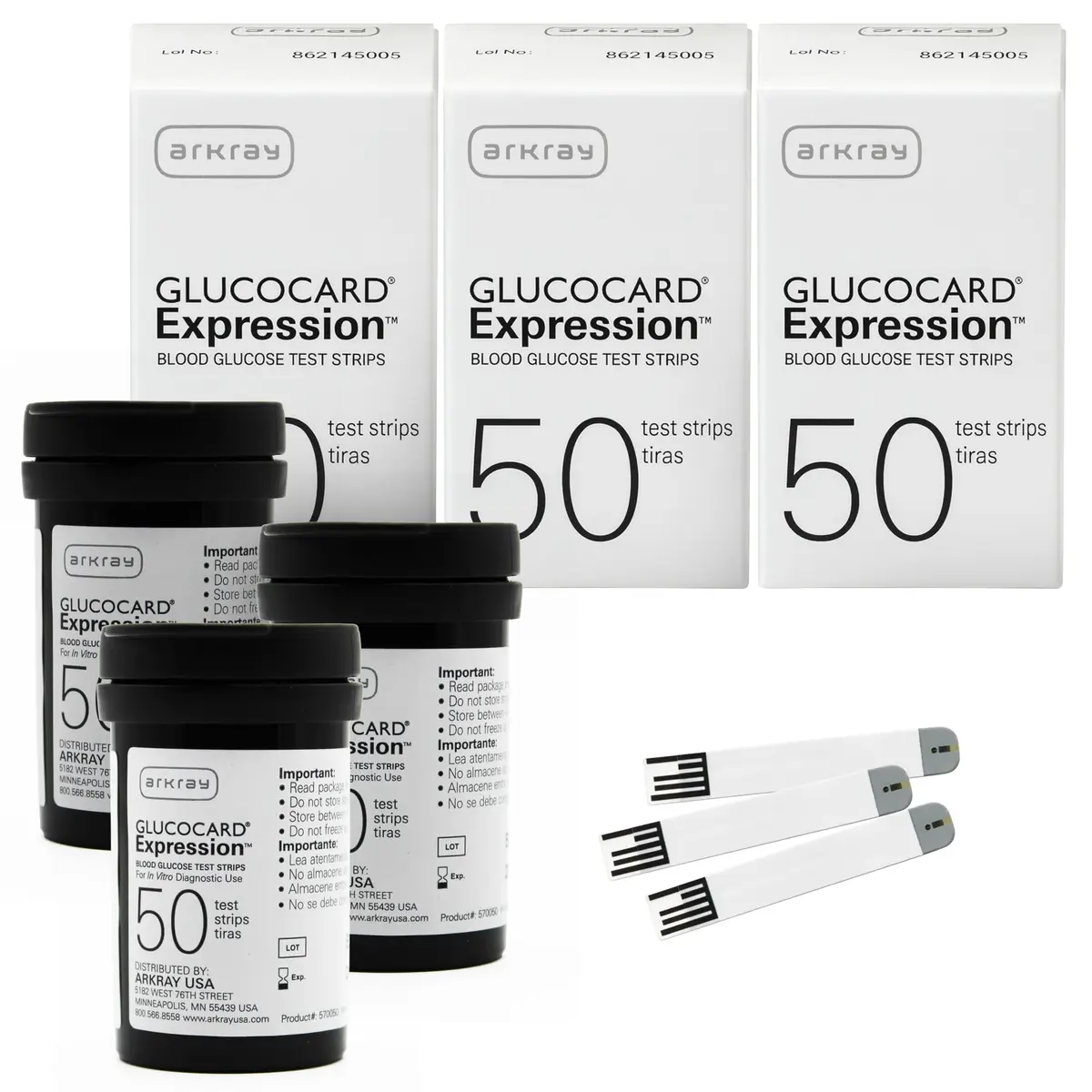 Arkray Glucocard Expression Blood Glucose Test Strips 150 Count No Coding | Fast, Accurate, Comfortable - main product image