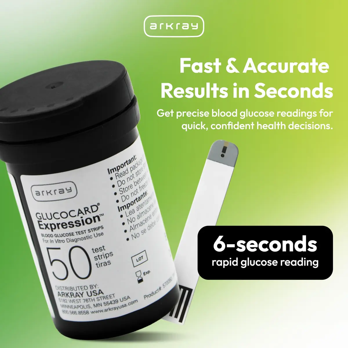 Arkray Glucocard Expression Blood Glucose Test Strips 150 Count No Coding | Fast, Accurate, Comfortable - view 2