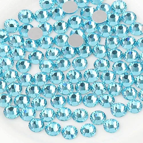 BEADSLAND Flat Back Crystal Rhinestones Round Gems for Nail Art and Craft Glue Fix, Aquamarine, SS30 (6.3-6.5mm), 288pcs | Value Pack Craft Bead - main product image