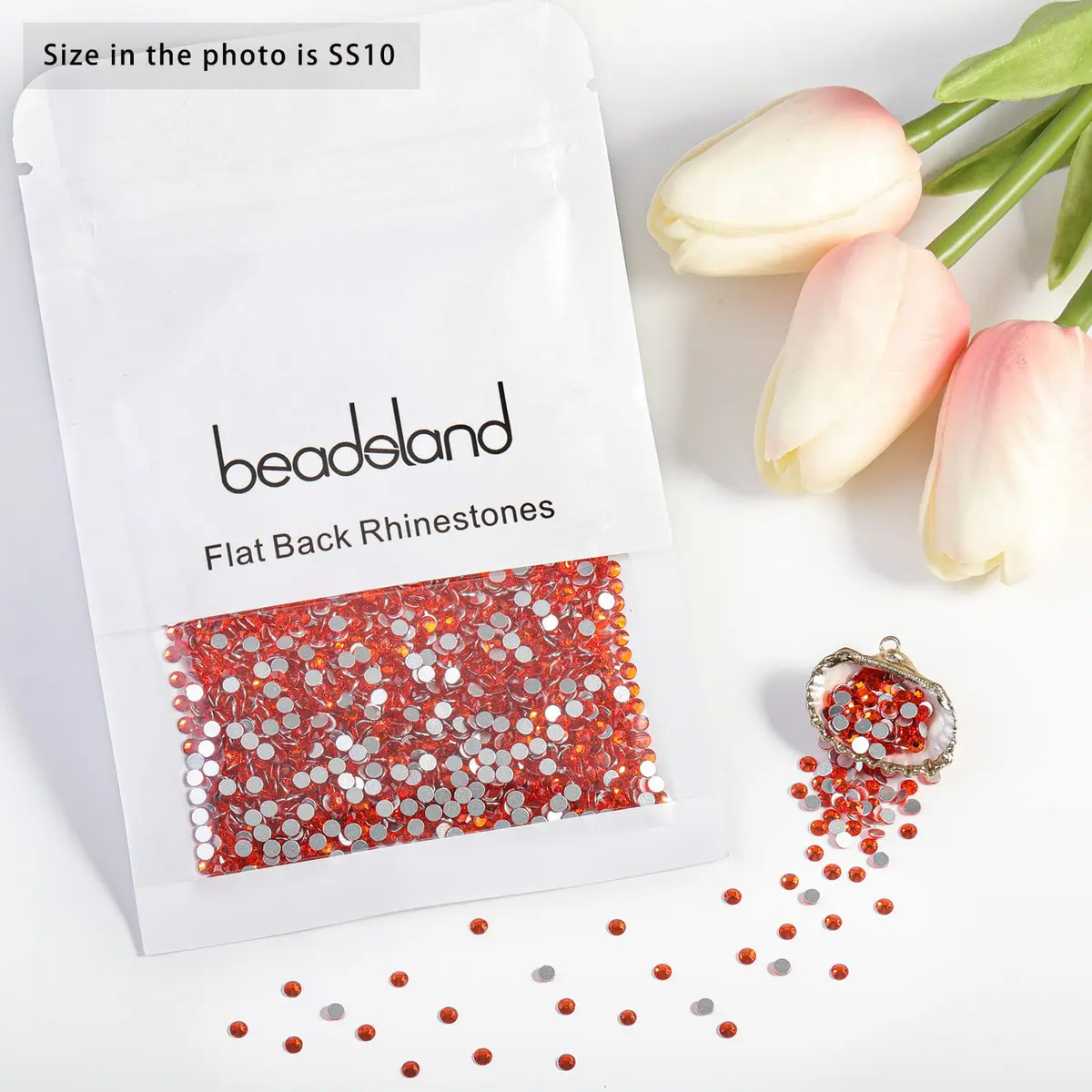 Beadsland Flat Back Crystal Rhinestones, SS10, 1440pcs, Orange | Sparkle for Crafts & Nails - view 4
