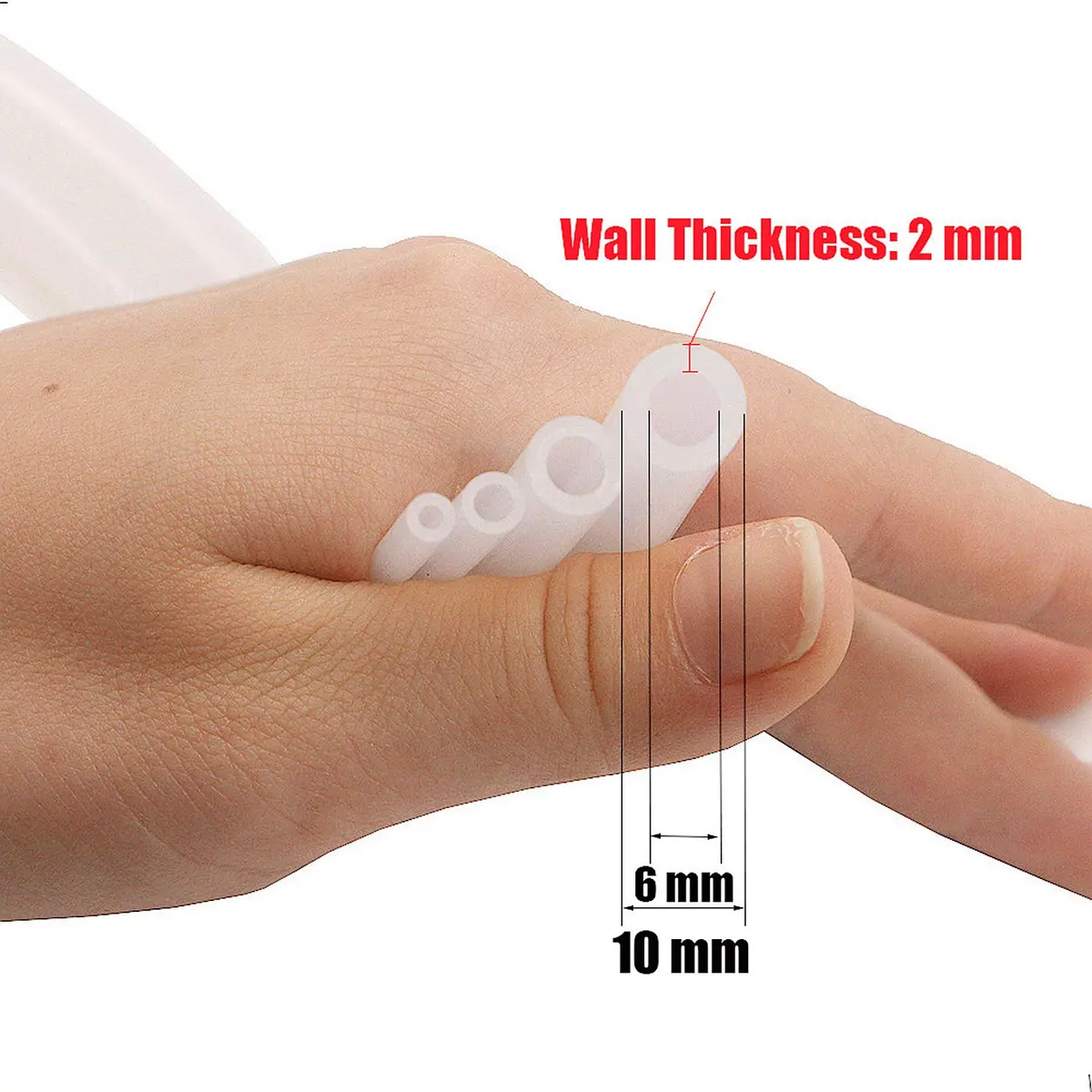 QJZXUEZHEN Silicone Tube 6mm ID x 10mm OD | Clear Flexible Rubber Water & Air Hose, 1m - view 2