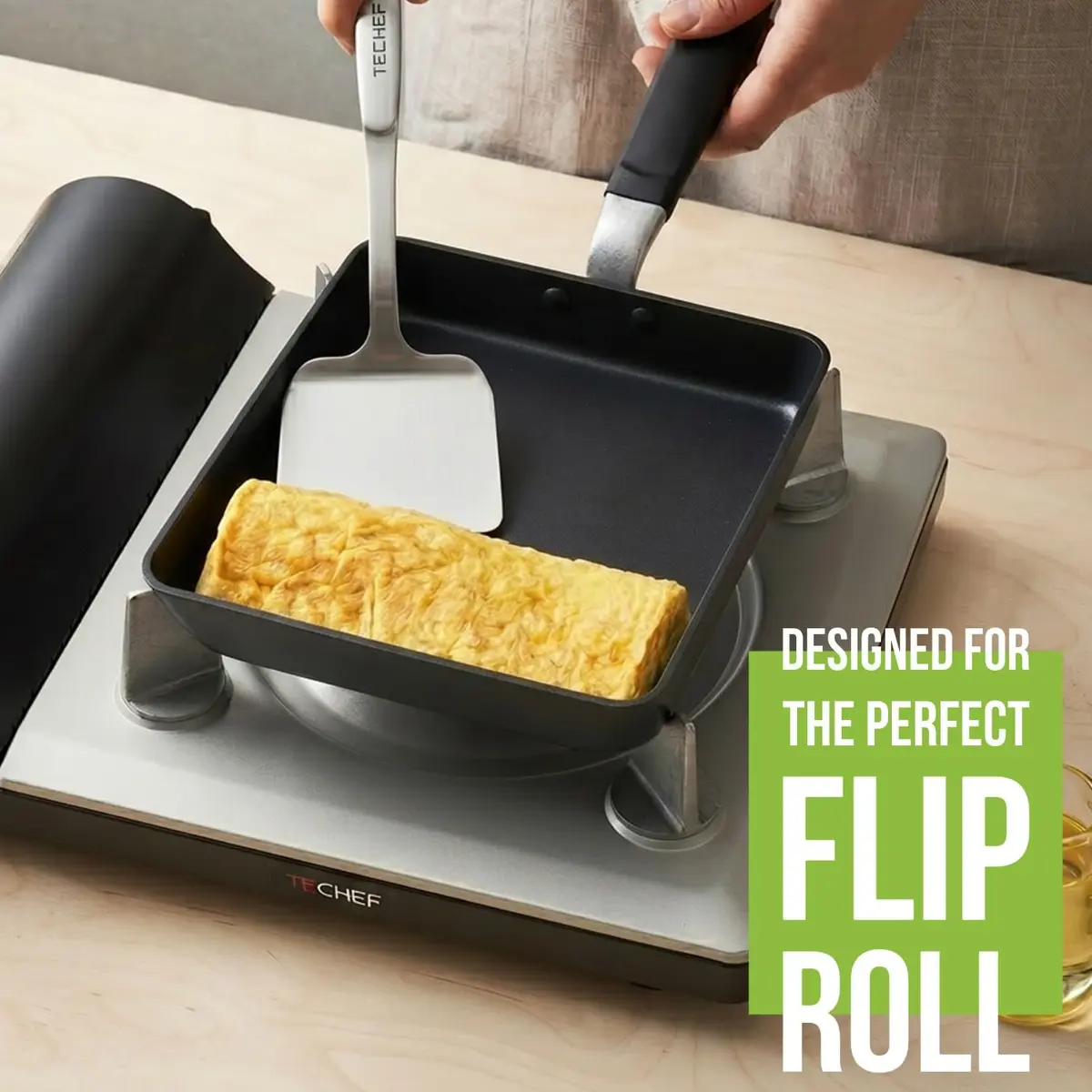 TECHEF Tamagoyaki Japanese Omelette Pan Large | PFOA-Free, Induction-Ready, Dishwasher Safe - view 3
