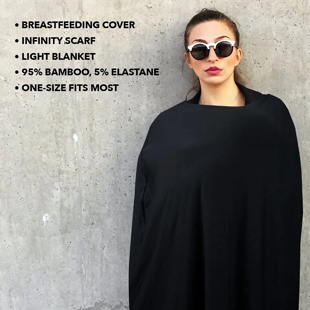 Mothera Baby Car Seat Cover Multi-use Nursing Covers for Breastfeeding Baby Must Haves for First Time Mom Infant Stroller Cover for Baby Boy or Girl, Black | 1 Count - view 3