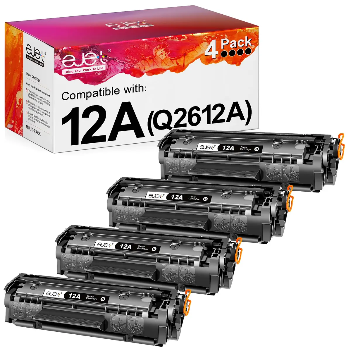 ejet 12A Toner Cartridge Replacement for HP 12A Black Toner Cartridges | High Page Yield & Compatibility - main product image
