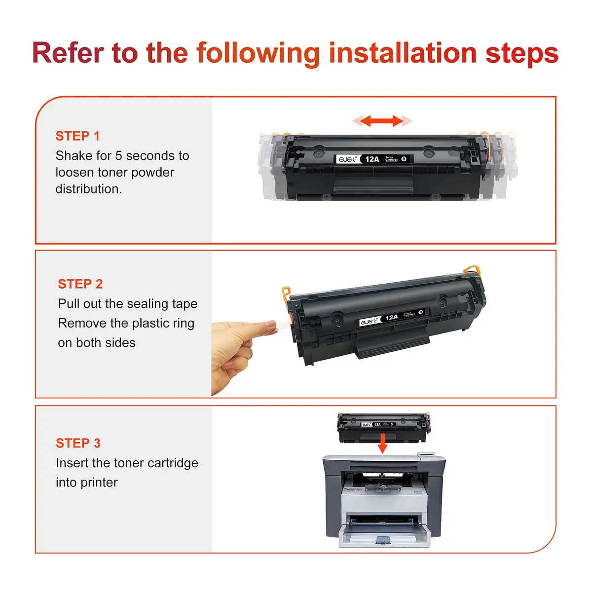 ejet 12A Toner Cartridge Replacement for HP 12A Black Toner Cartridges | High Page Yield & Compatibility - view 7