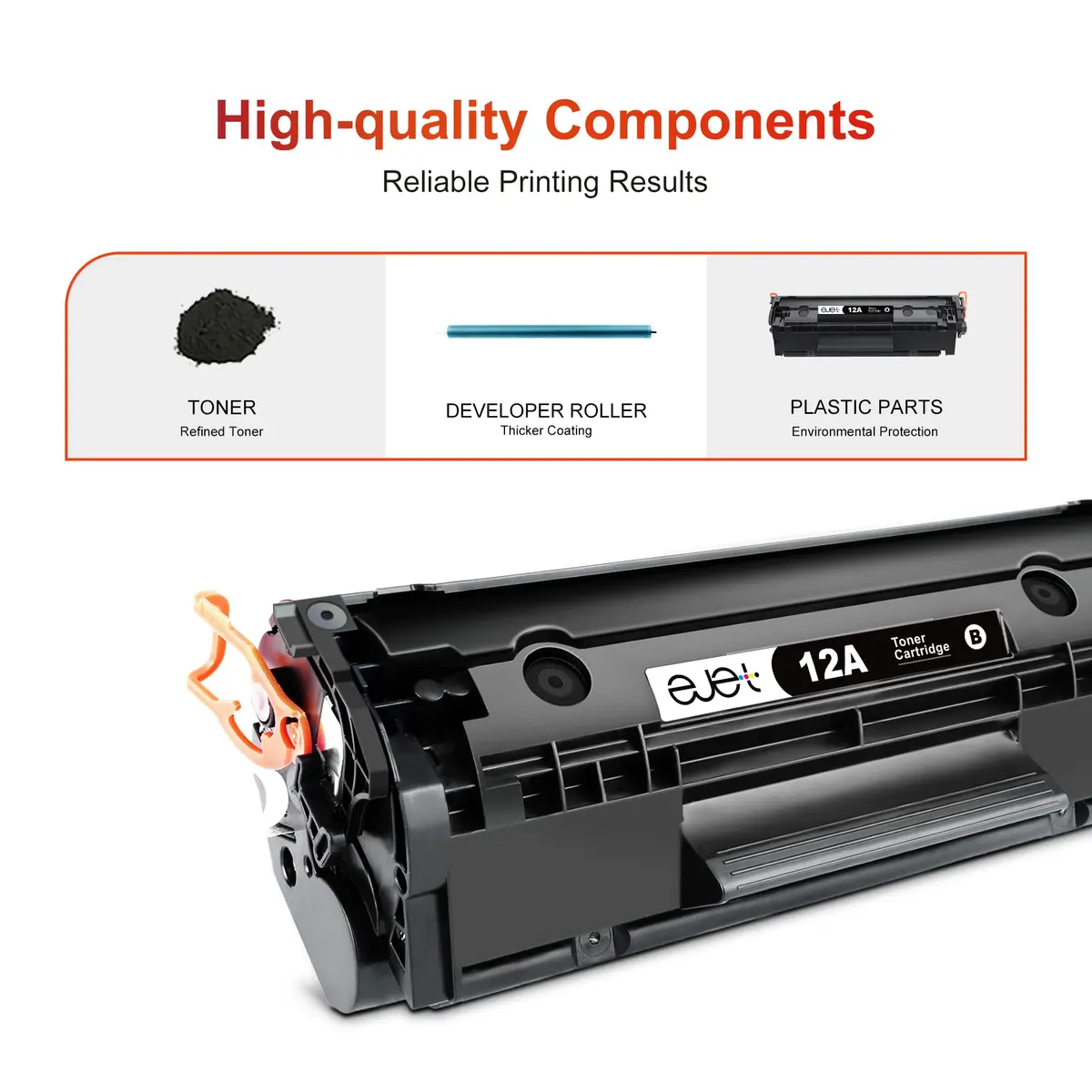 ejet 12A Toner Cartridge Replacement for HP 12A Black Toner Cartridges | High Page Yield & Compatibility - view 2