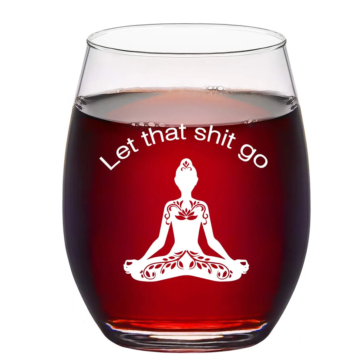 Futtumy Let That Sht Go Stemless Wine Glass 17 Oz | Funny Yoga Gift for Women Her Wife Mom Sister - main product image