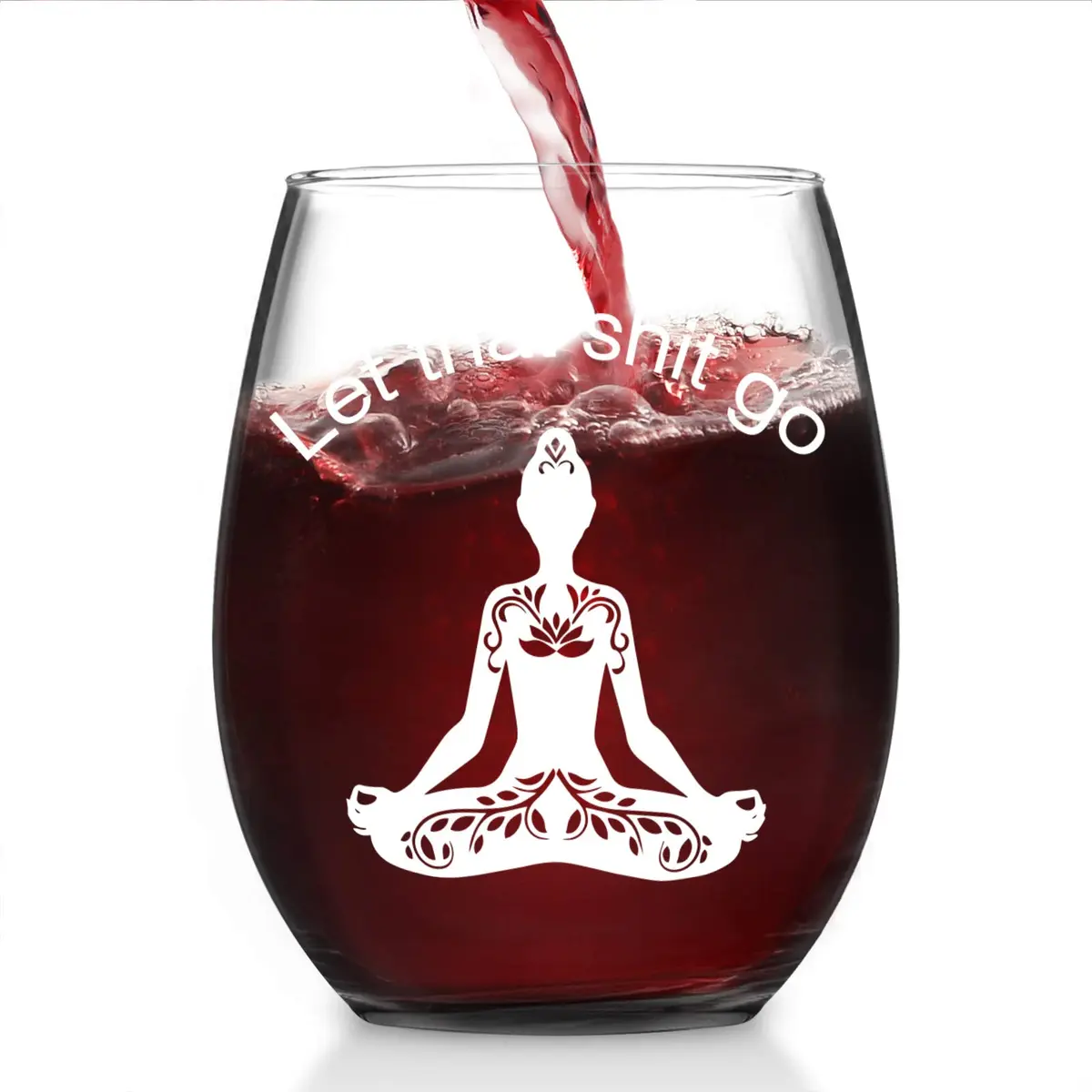 Futtumy Let That Sht Go Stemless Wine Glass 17 Oz | Funny Yoga Gift for Women Her Wife Mom Sister - view 6