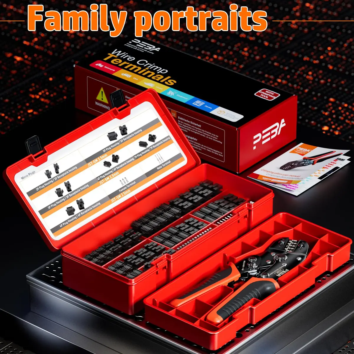 PEBA Ratchet Crimping Tool and JST Connector Kit for AWG 32-20 Wires | 14 Types of 2.5mm JST-SM Connectors & Crimp Pins - view 8