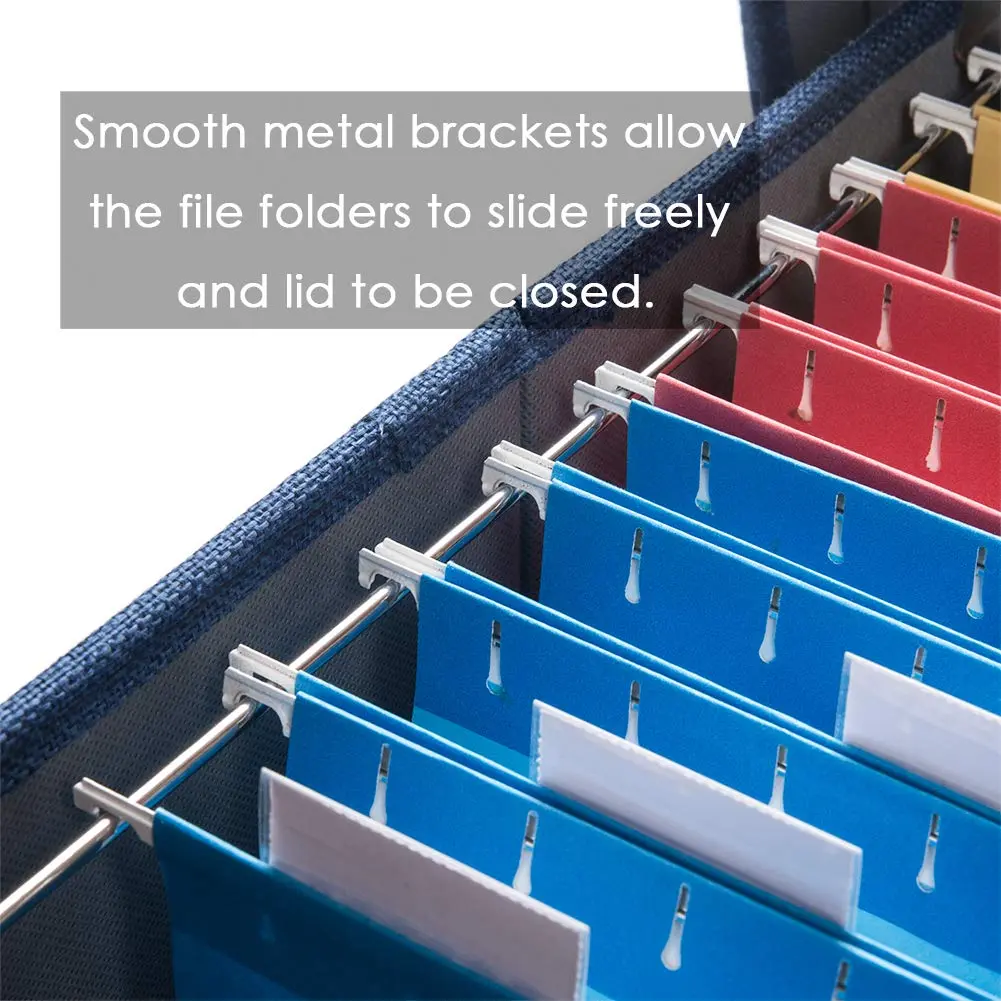 PRANDOM Decorative Linen File Organizer Box Set with Lids, 28.5cm (11.2 inch) Height | Collapsible Storage for Letter/Legal Files - view 4