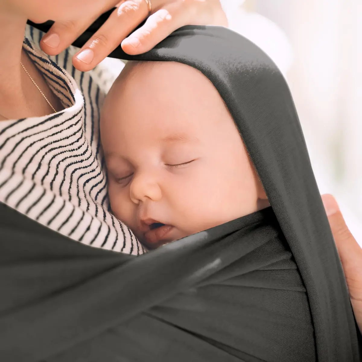 ACRABROS Baby Wrap Carrier for Newborns to Toddlers (8-35 lbs) | Breathable, Hands-Free, Dark Grey - view 6