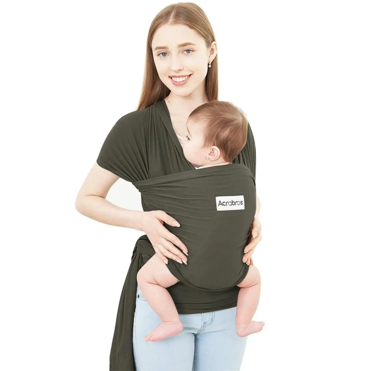 ACRABROS Baby Wrap Carrier for Newborns to Toddlers (8-35 lbs) | Breathable, Hands-Free, Dark Grey - main product image
