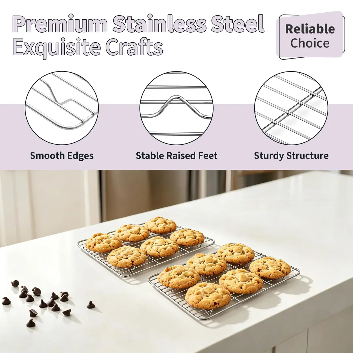 TeamFar Stainless Steel Toaster Oven Pan with Rack Set, 10.5"x 8"x 1" | Durable & Healthy Bakeware for Indian Kitchens - view 4
