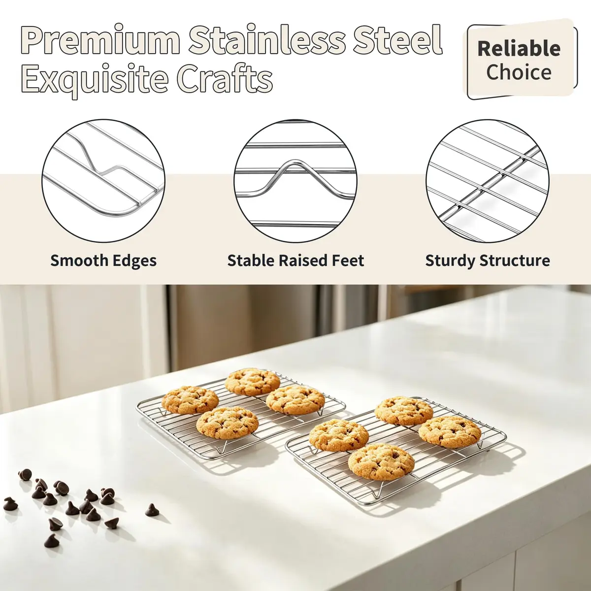 TeamFar Stainless Steel Toaster Oven Pan with Rack Set, 9"x7"x1" | Healthy, Heavy Duty & Dishwasher Safe - view 4