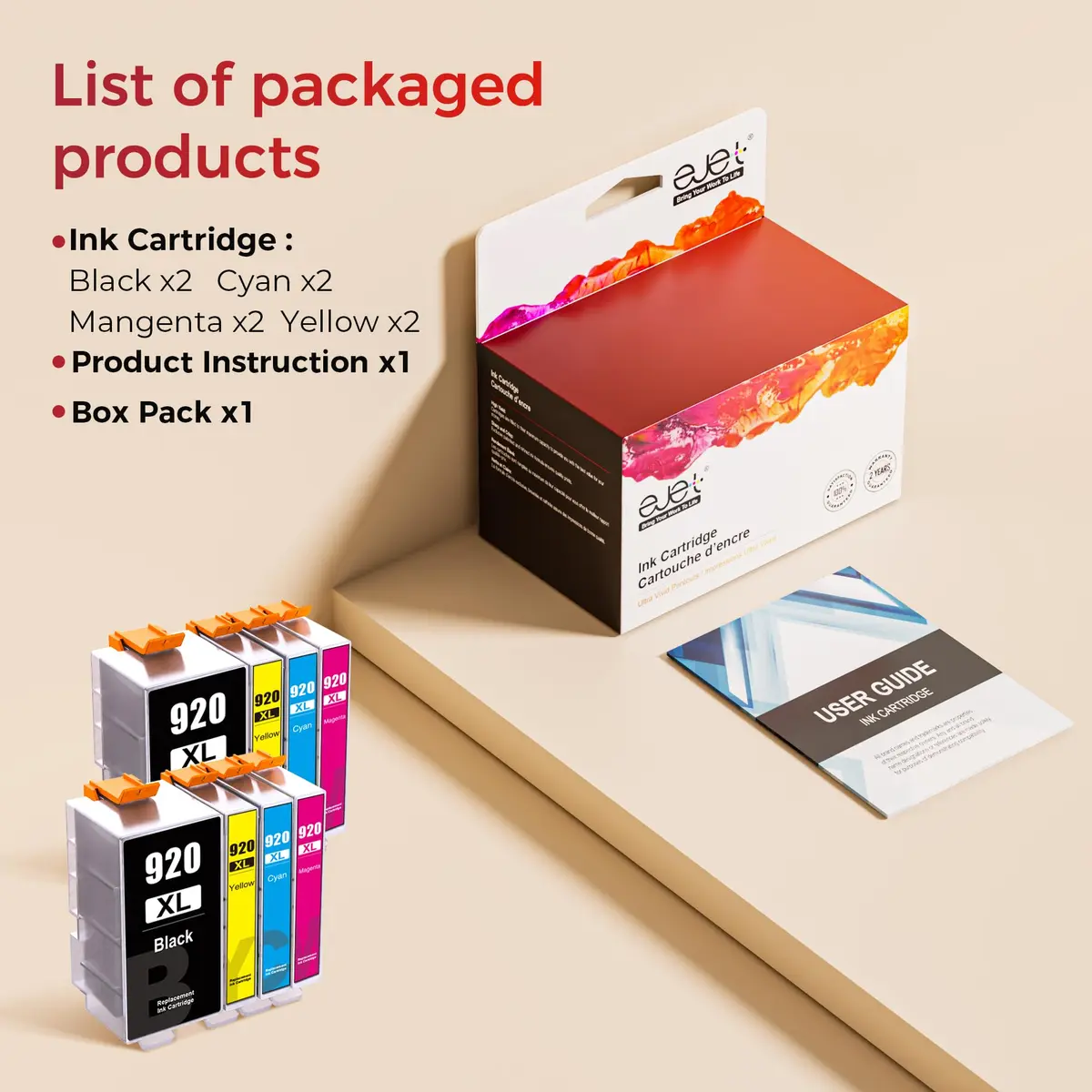 ejet 920XL Ink Cartridges Combo Pack for HP 920XL | High Page Yield & Compatible with Officejet 6500 - view 5
