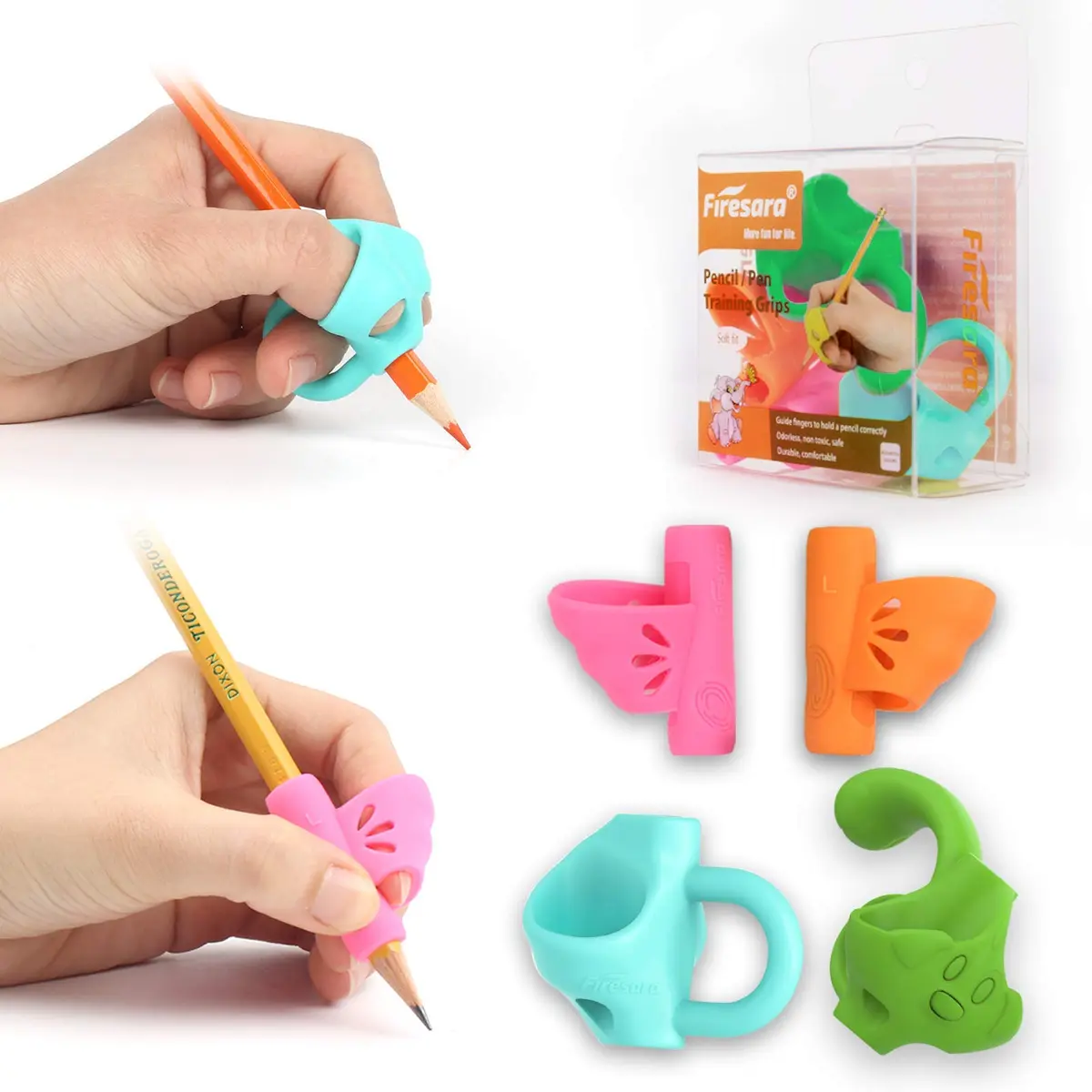Firesara Left-Handed Training Grips, Assorted Colors | Fun Handwriting Aid for Special Needs & Adults - main product image