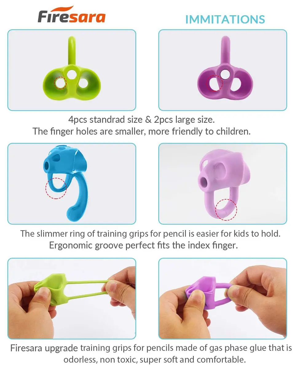 Firesara Left-Handed Training Grips, Assorted Colors | Fun Handwriting Aid for Special Needs & Adults - view 2