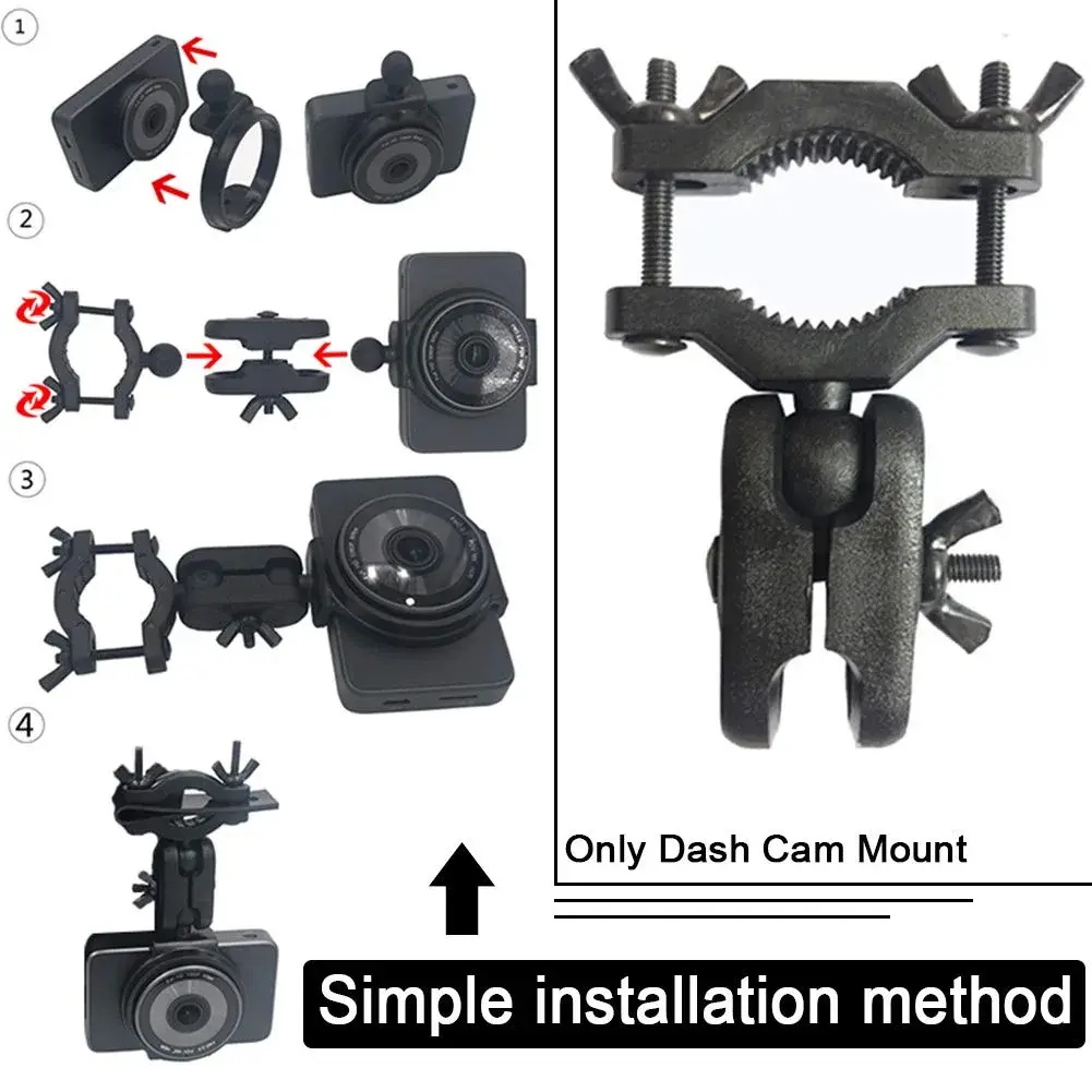 CALIDAKA Universal Dash Cam Mount Holder with 360° Ball Head & Handlebar Clamp | Fits Most Dash Cams & Action Cameras - view 5