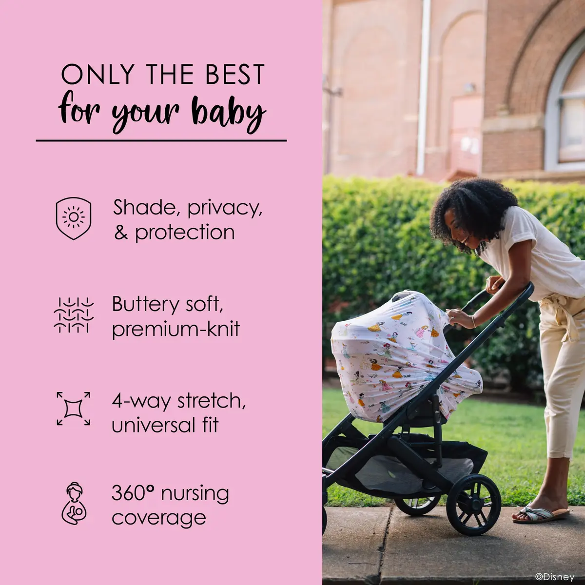 Milk Snob Original Disney Princess 5-in-1 Cover | Rayon Blend Fabric, Breathable, Multi-Use for Car Seat, Nursing, Shopping Cart, High Chair, Stroller - view 5