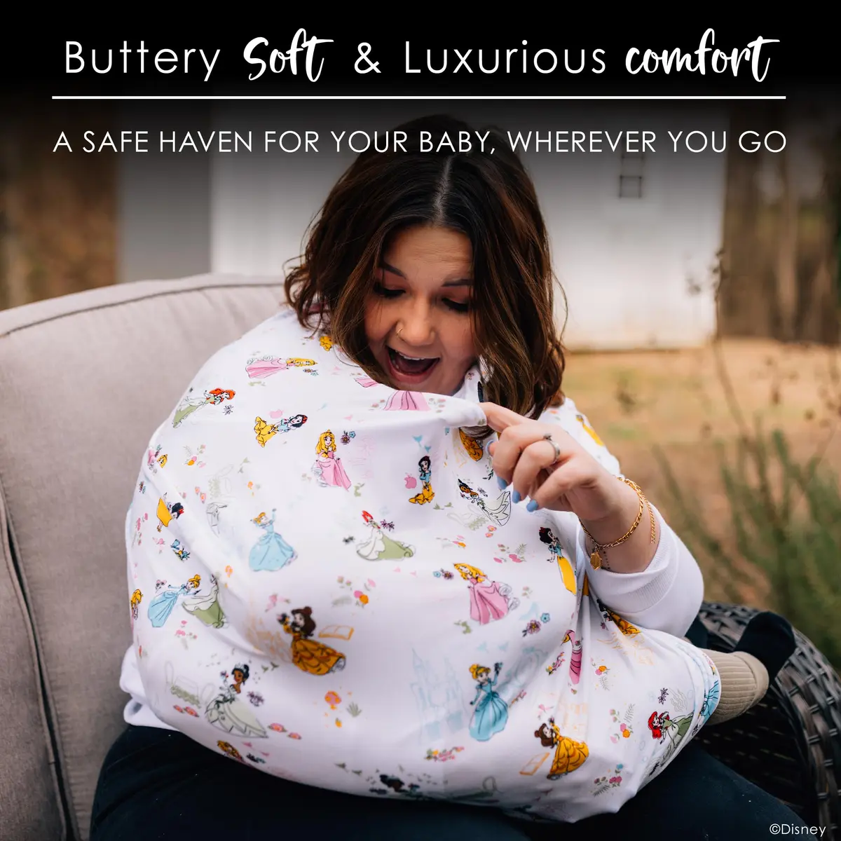 Milk Snob Original Disney Princess 5-in-1 Cover | Rayon Blend Fabric, Breathable, Multi-Use for Car Seat, Nursing, Shopping Cart, High Chair, Stroller - view 4