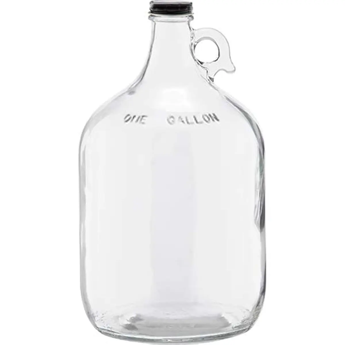 C-Store Packaging 1 Gallon Glass Fermenting Jug with Handle, Black Polyseal Lid & Cap | Durable 128oz Home Brewing Jug - main product image
