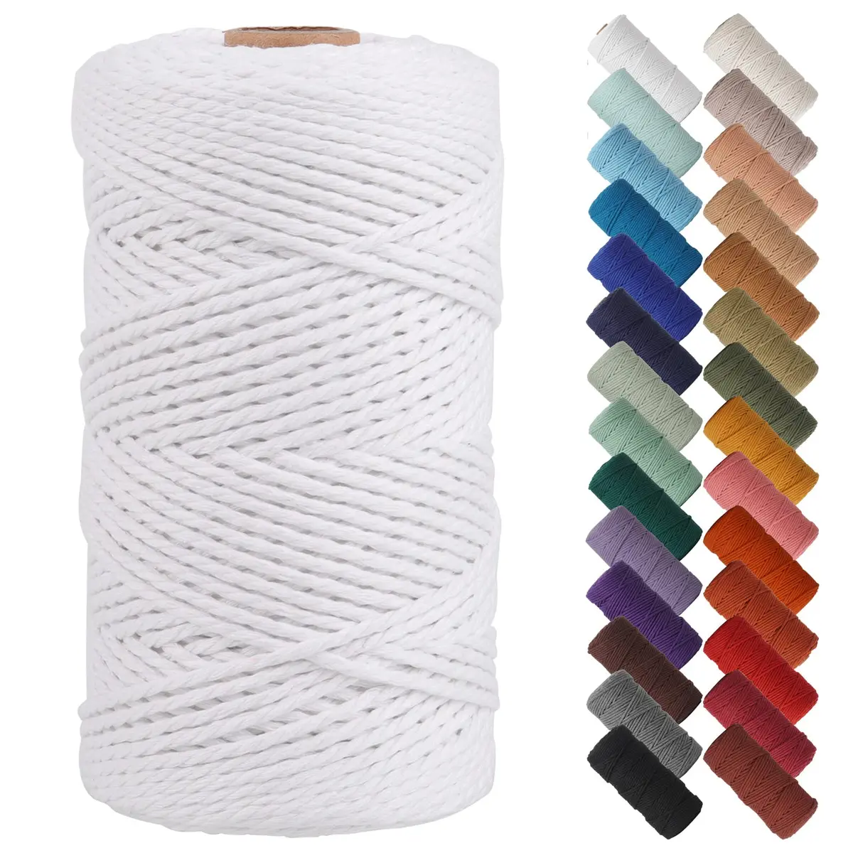 NOANTA White Macrame Cord 2mm 220yds | Soft Cotton Rope for Crafts & Decor - main product image