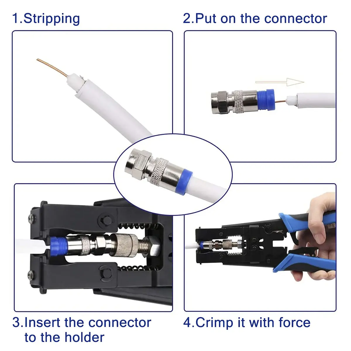 Delgada Coax Compression Tool, BNC Coaxial Cable Crimper Kit | Adjustable, Heavy Duty, Suitable for RG6 RG59 - view 5