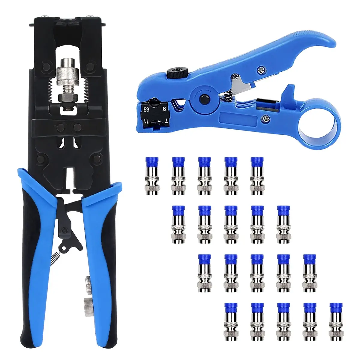 Delgada Coax Compression Tool, BNC Coaxial Cable Crimper Kit | Adjustable, Heavy Duty, Suitable for RG6 RG59 - main product image