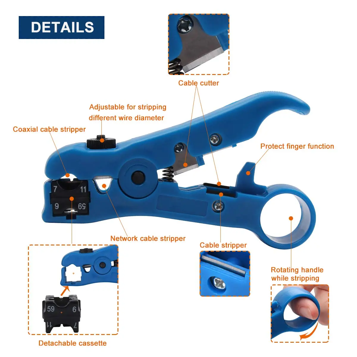 Delgada Coax Compression Tool, BNC Coaxial Cable Crimper Kit | Adjustable, Heavy Duty, Suitable for RG6 RG59 - view 3