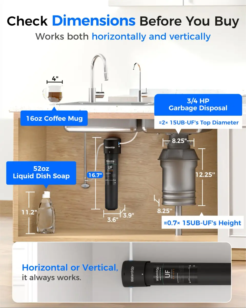 Waterdrop 15UB-UF Ultra Filtration Under Sink Water Filter System with Dedicated Faucet 19000 Gallons | Reduces Lead, Chlorine, Taste & Odor - view 5