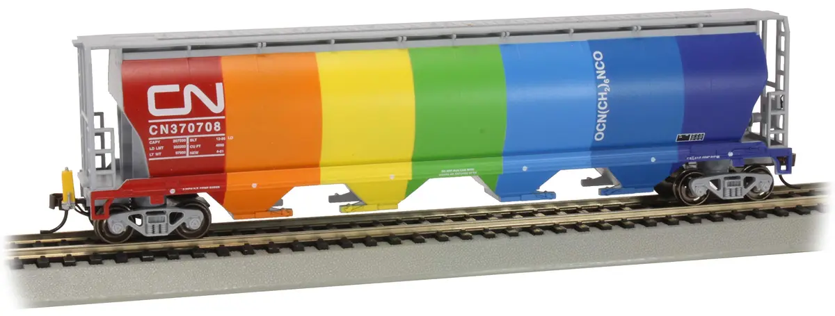 Bachmann Trains Canadian 4-Bay Cylindrical Grain Hopper with FRED Device CN Demonstrator HO Scale 1:87 (20.8 cm / 8.2 in) - main product image