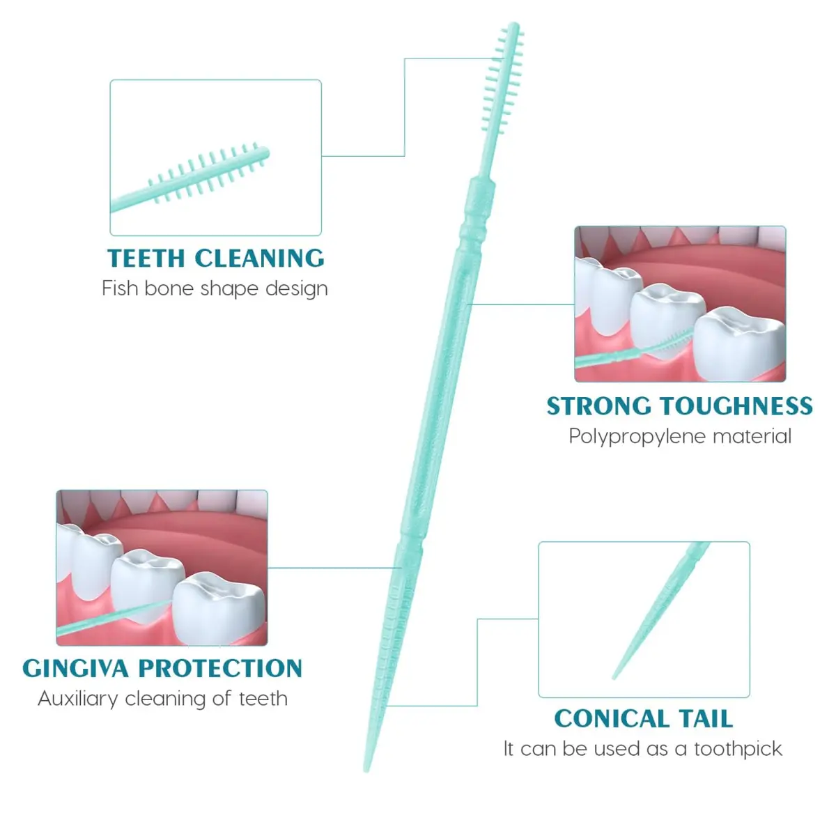 EXCEART Disposable Interdental Toothpicks 1000pcs | Portable Oral Cleaner for Teeth & Gums - view 9
