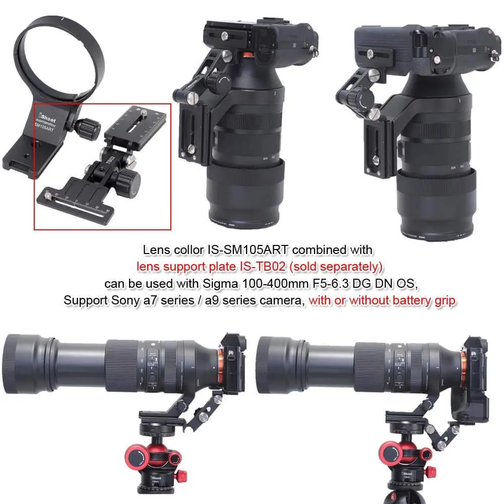 iShoot 82mm Metal Tripod Mount Ring Lens Collar for Sigma 105mm F1.4 DG HSM & 100-400mm DG DN OS | Arca-Swiss Fit - view 7