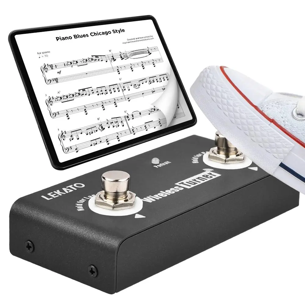 LEKATO Wireless Page Turner Pedal Bluetooth Foot Pedal for Tablets Phone | Support Android & IOS above v13.4 | External Pedal for Loop Control - main product image