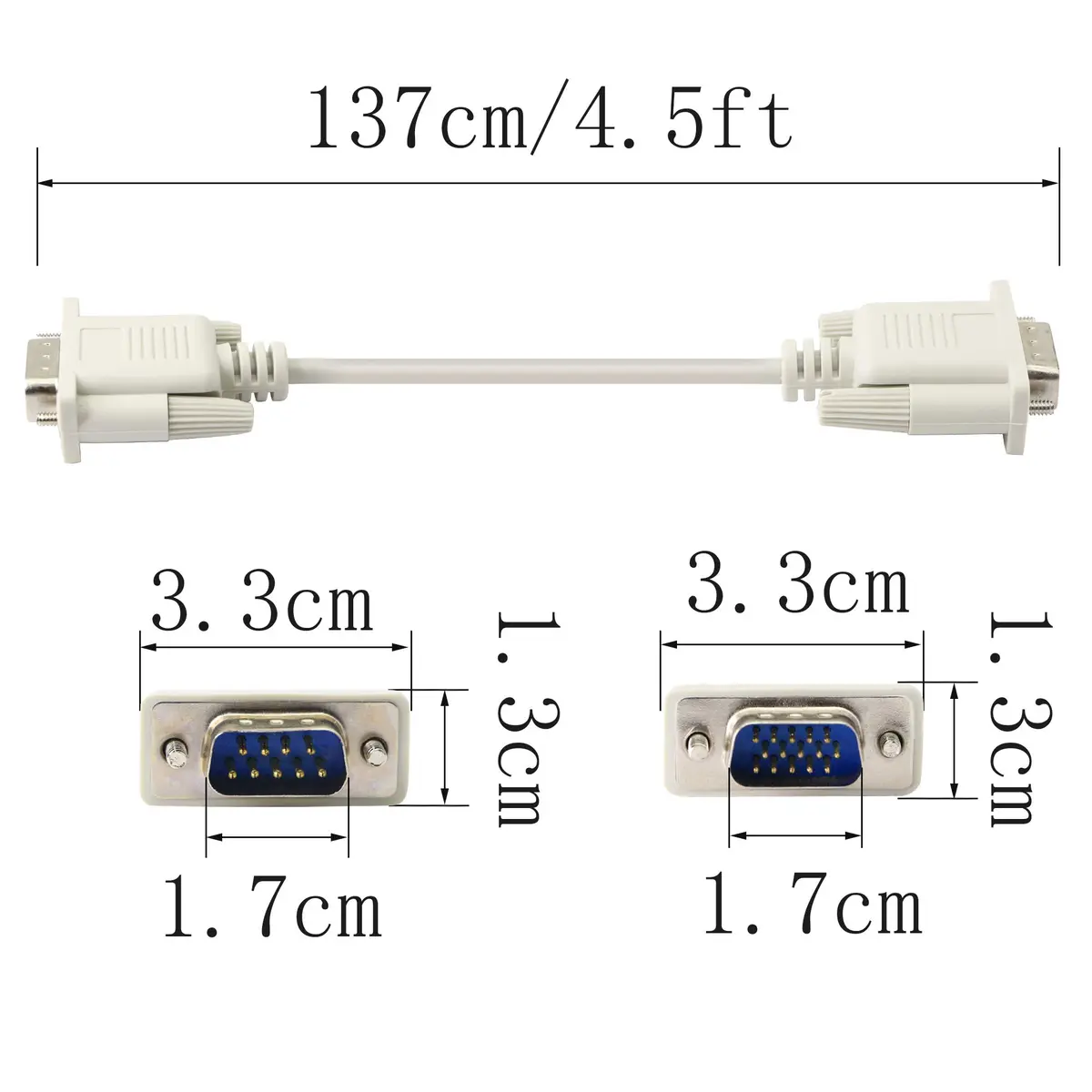 PNGKNYOCN 4.5 Feet DB 9 Pin to VGA Adapter Cable | RS232 to VGA Conversion for Computers & Printers - view 5