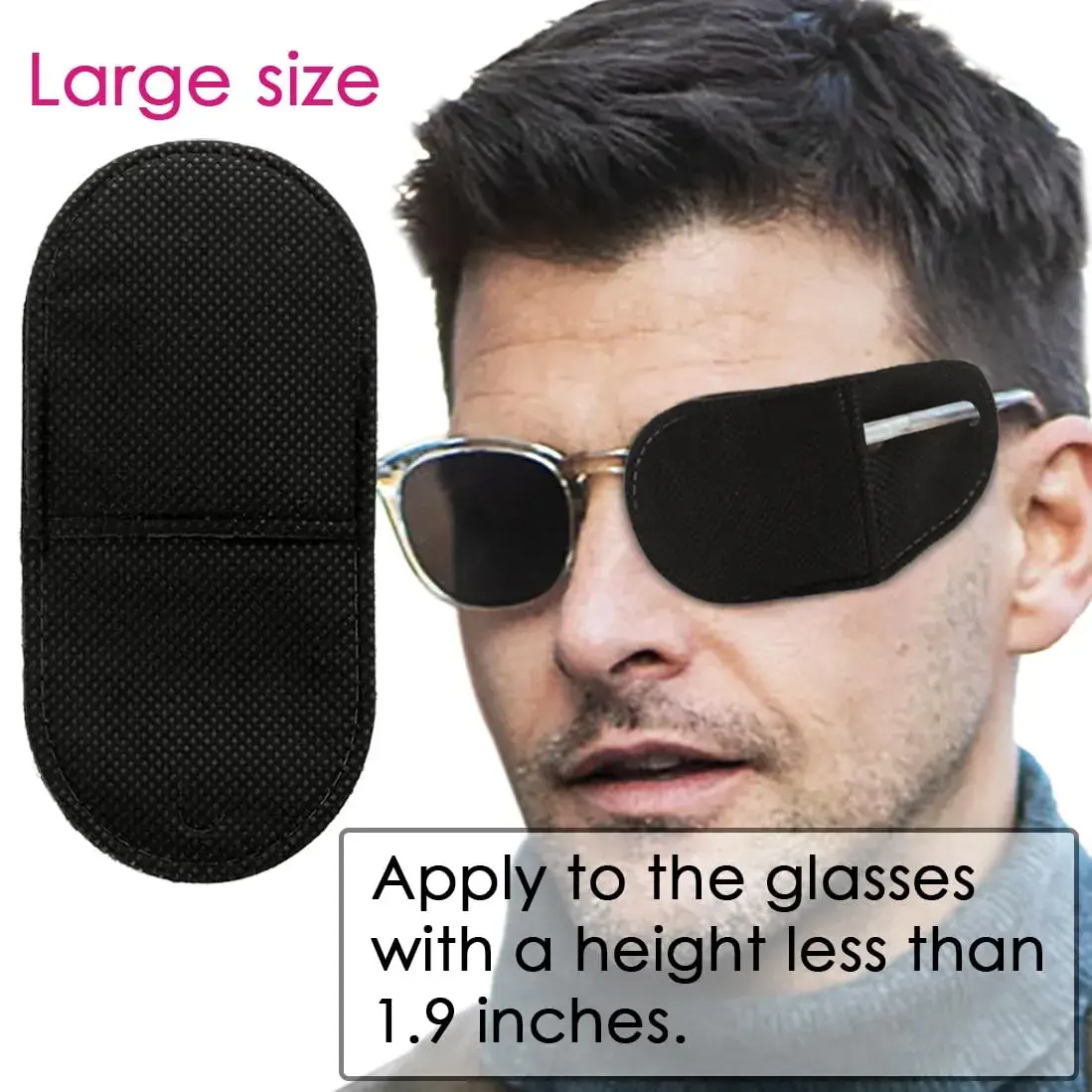 VEEJION Black 12PCS Eye Patches for Glasses | Treat Lazy Eye Amblyopia for Left or Right Eyes - view 3