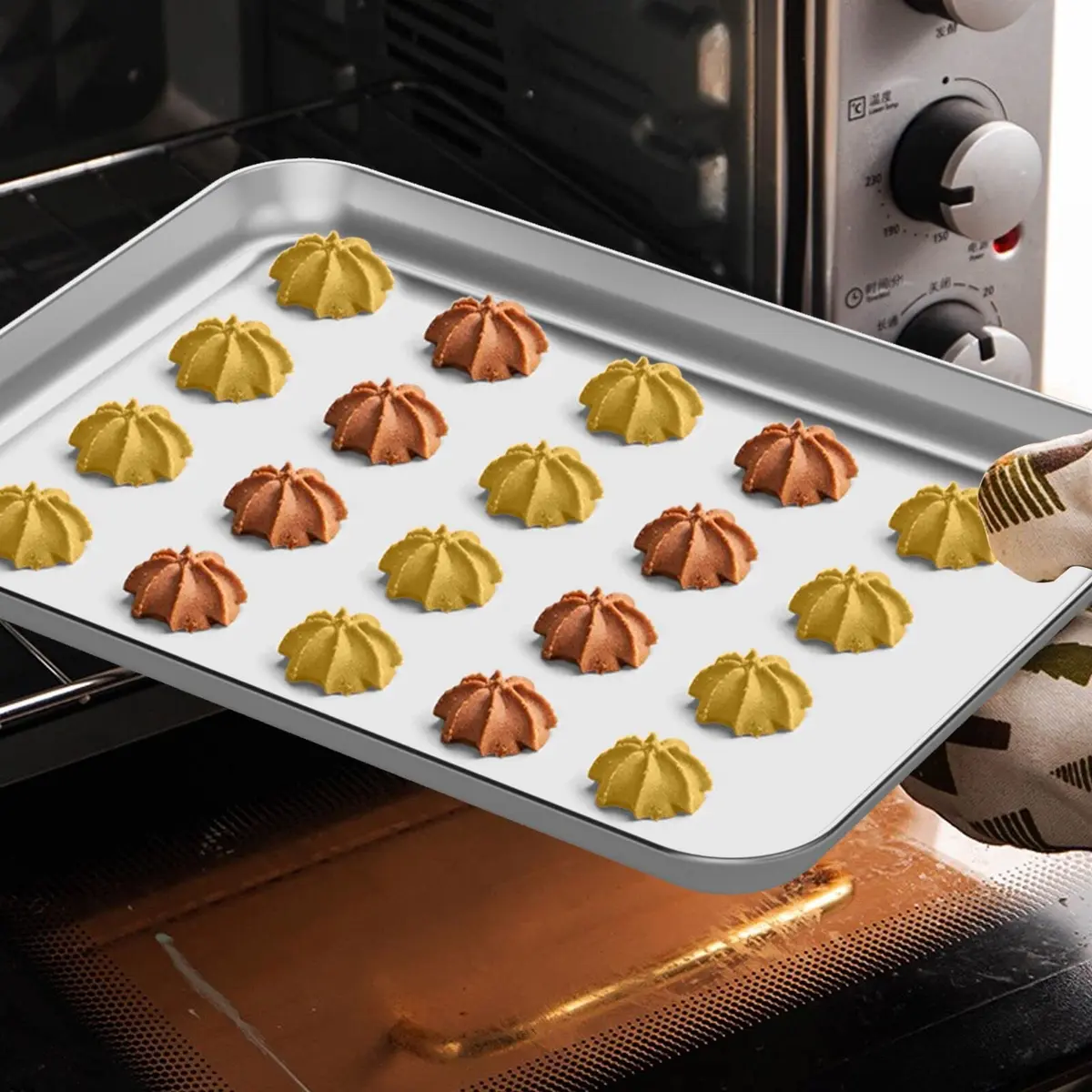 Wildone Stainless Steel Baking Sheet with Rack Set [2 Pans + 2 Racks] 22.86cm x 17.78cm x 2.54cm (9" x 7" x 1") | Heavy Duty Non-Toxic Bakeware - view 5