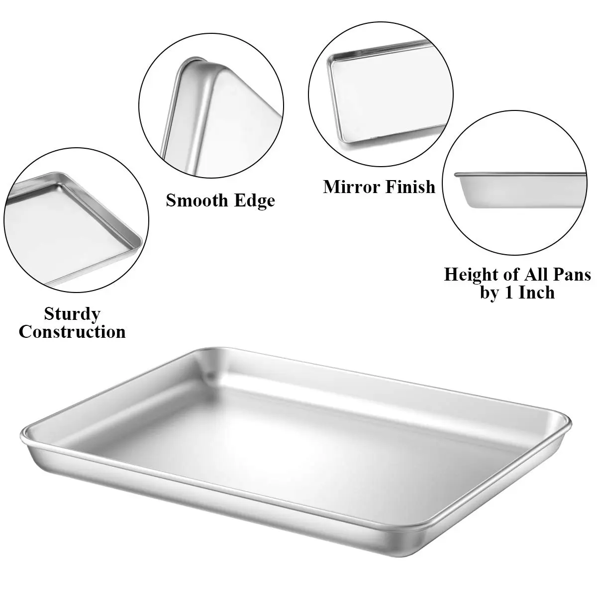 Wildone Stainless Steel Baking Sheet with Rack Set [2 Pans + 2 Racks] 22.86cm x 17.78cm x 2.54cm (9" x 7" x 1") | Heavy Duty Non-Toxic Bakeware - view 3