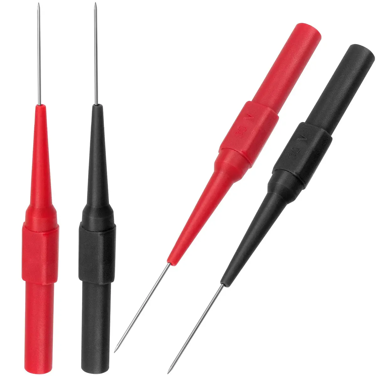 OIIKI 4Pcs 0.7mm Test Probe Pins with Banana Socket, 83mm Stainless Steel Back Probes | Insulation Piercing Needle Test Probes - main product image