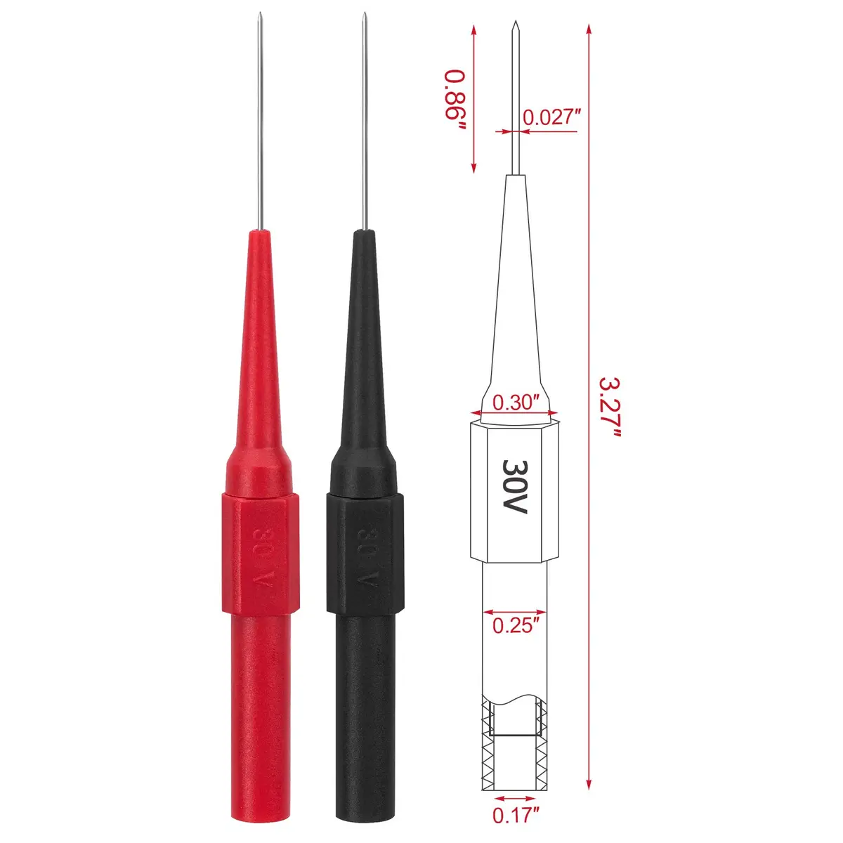 OIIKI 4Pcs 0.7mm Test Probe Pins with Banana Socket, 83mm Stainless Steel Back Probes | Insulation Piercing Needle Test Probes - view 2