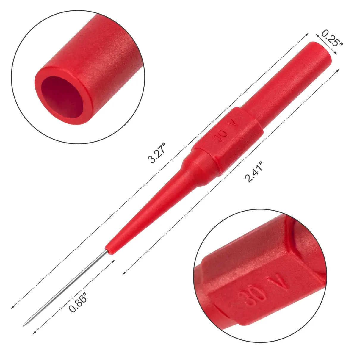 OIIKI 4Pcs 0.7mm Test Probe Pins with Banana Socket, 83mm Stainless Steel Back Probes | Insulation Piercing Needle Test Probes - view 4