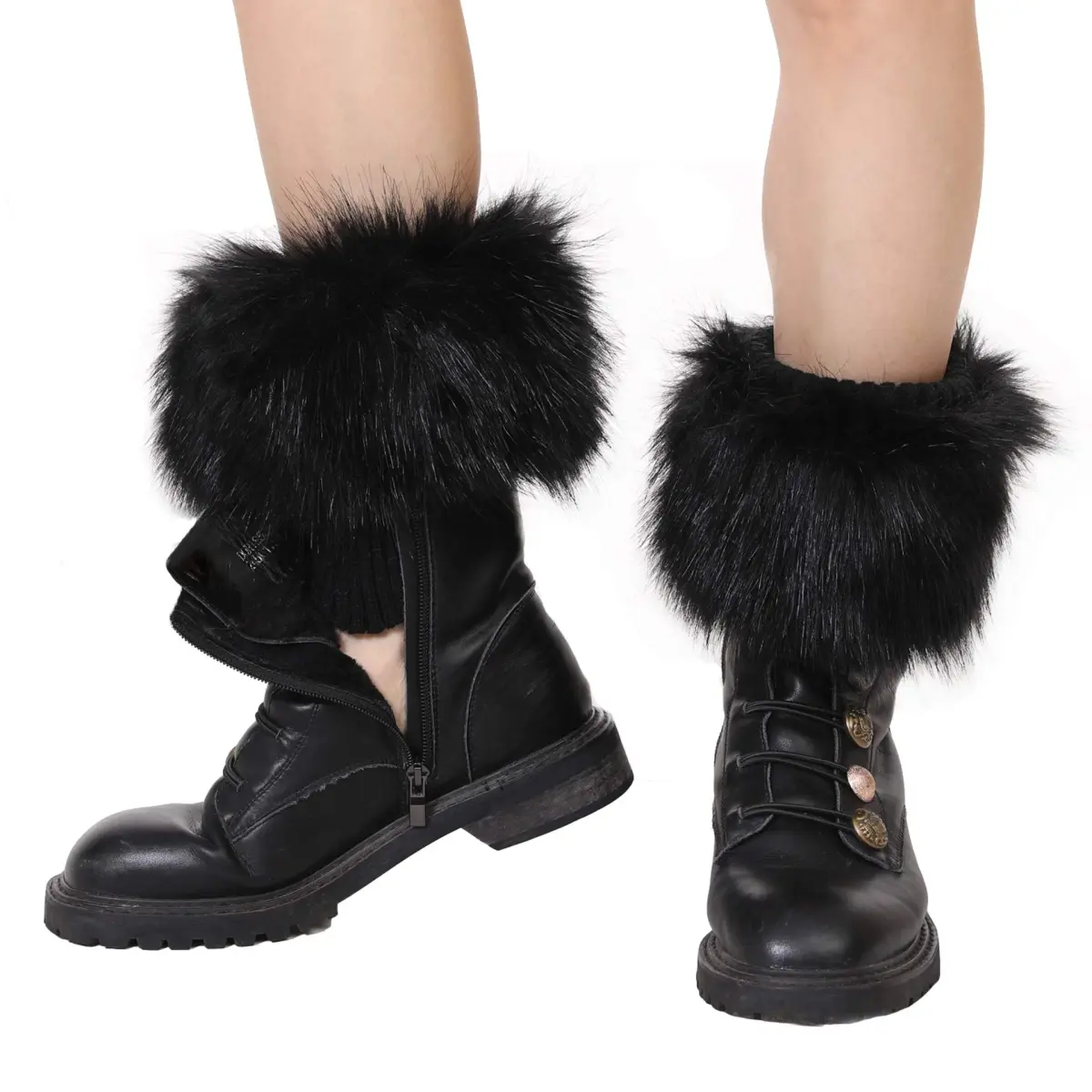 LA CARRIE Women's Faux Fur Plush Leg Warmers - Black | One Size (156 g) - view 5