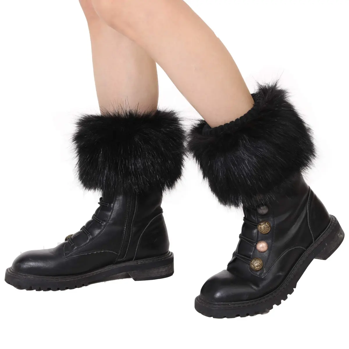 LA CARRIE Women's Faux Fur Plush Leg Warmers - Black | One Size (156 g) - view 3